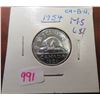 Image 1 : 1954 Shoulder Fold Steel 5 Cents. MS-64.