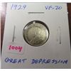 Image 1 : 1929 Canadian Silver 10 Cents. First year of the Great Depression. VF-20.