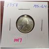 Image 1 : 1958 Silver 10 Cents. MS-64. Bright White.