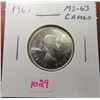 Image 1 : 1963 Canadian Silver 25 Cents. MS-63 with Cameo. Bright White.
