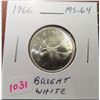 Image 1 : 1966 Canadian Silver 25 Cents. MS-64. Bright White.