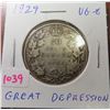 Image 1 : 1929 Canadian Silver 50 Cents. The first year of the Great Depression. VG-8.