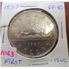 Image 1 : 1937 Canadian Silver Dollar. First silver dollar issued for King George VI. EF-40.