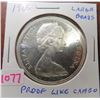 Image 1 : 1966 Large Beads Canadian Silver Dollar. Proof Like with Cameo. Bright White.