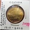 Image 1 : 1910 – 2010 Saskatchewan Roughriders Loonie Dollar. Commemorates the 100th Anniversary of the Saskat