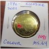 Image 1 : 1896 – 2021 Klondike Loonie Dollar. Colourized Moose. MS-64 from a mint roll.