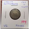 Image 1 : Straits Settlements. 1918 Silver 10 Cents. VG.