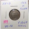 Image 1 : Newfoundland. 1912 Silver 10 Cents. The first 10 cents minted for King George V. VG-10.