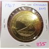 Image 1 : 1967 Gardner Dam brass medal. Dedicated by Lester Pearson & Ross Thatcher. BU.