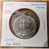 Image 1 : 1937 Coronation Medal for King George VI & Queen Elizabeth. Aluminum. Includes pin back.