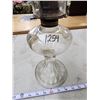 Image 2 : Clear glass oil lamp, with red tipped chimney