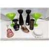 Image 1 : Decorative items - Wooden candle holders, plastic martini cups, glass vases, etc.