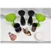 Image 2 : Decorative items - Wooden candle holders, plastic martini cups, glass vases, etc.