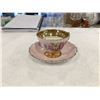 Vintage Rosina Fine Bone China England cup & saucer.  Gols and pink floral edge Daisy #4894.
