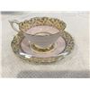 Pale pink border with pink rose center Royal Stafford tea cup and saucer.