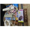 Image 4 : lot of power cords , surge protectors , wooden trays , misc. items