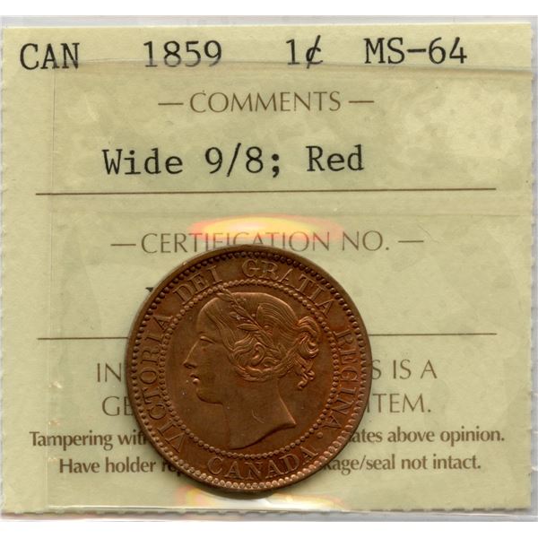 1859 One Cent - Wide 9/8