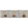 Image 1 : 1941, 1942 & 1943 One Cent - ICCS Graded Lot of 3