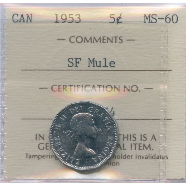 1953 Five Cents - SF Mule