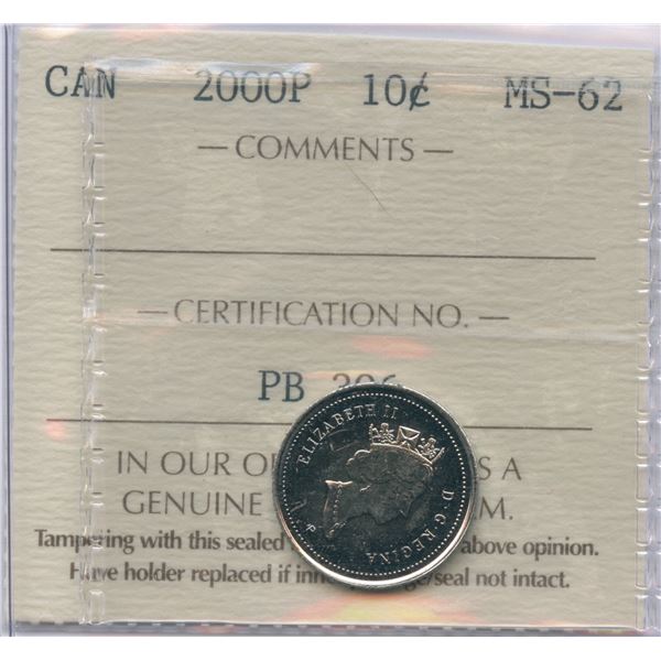 2000P Ten Cents - Rare Test Issue