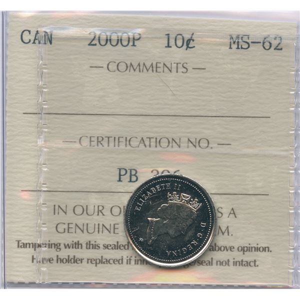 2000P Ten Cents - Rare Test Issue