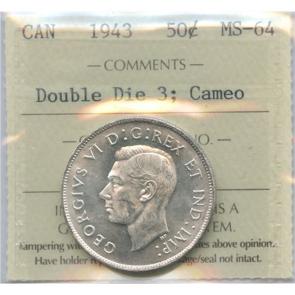 1943 Fifty Cents - Double Die 3