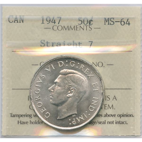 1947 Fifty Cents - Straight 7