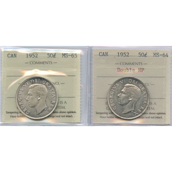 1952 Fifty Cents - ICCS Graded Lot of 2