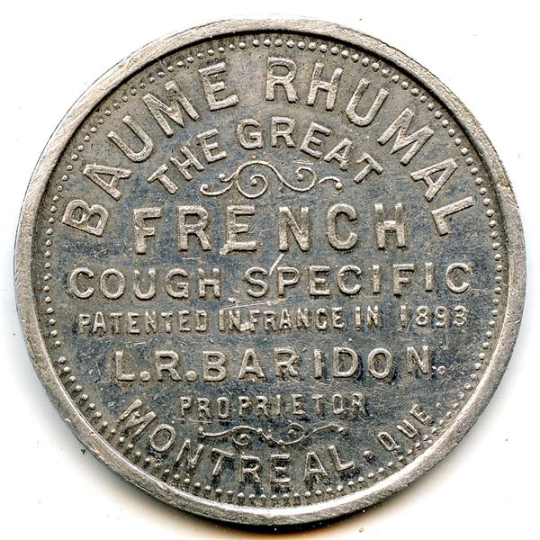 Br 664, LeRoux 994d. L. R. Baridon Baume Rhumal Advertising Token