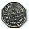 Image 5 : Estate R. Evans, Corinth, Ontario Merchant Tokens, McColl 393 - Lot of 5