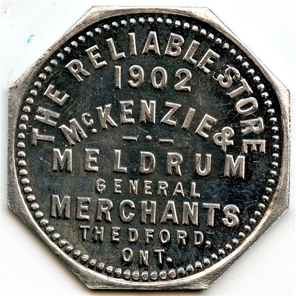 McKenzie & Meldrum, Thedford, Ontario, Merchant Tokens, McColl 368 - Lot of 7
