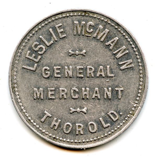 Leslie McMann, Thorold, Ontario, Merchant Tokens, McColl 298  - Lot of 5
