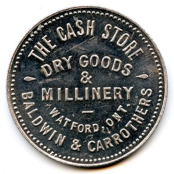 Baldwin & Carrothers, Watford, Ontario, Trade Tokens, McColl 364 - Lot of 6