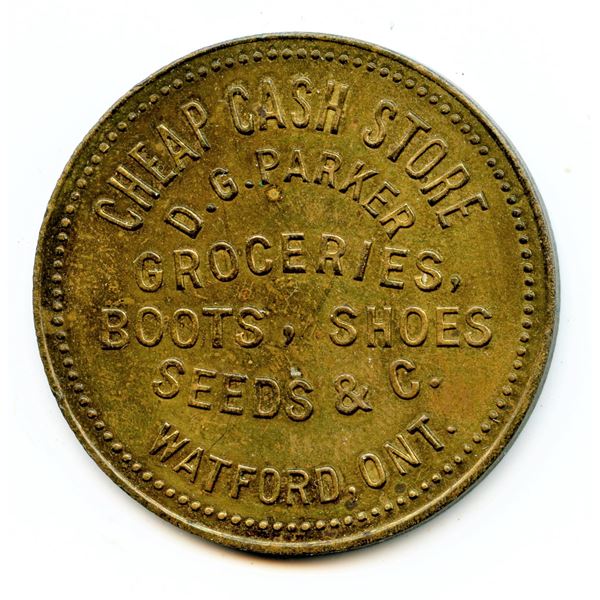 D.G. Parker, Watford, Ontario, Trade Tokens, McColl 362 - Lot of 6