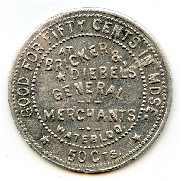 Bricker & Diebel's, Waterloo, Ontario, Trade Tokens, McColl 345 - Lot of 5