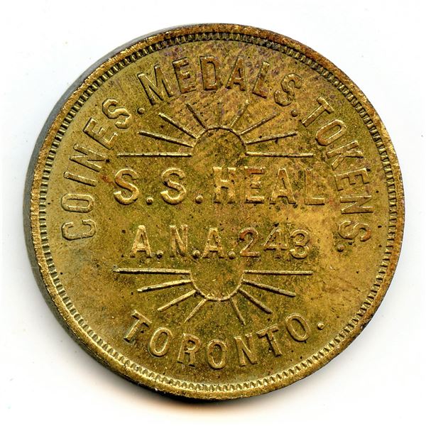 S.S. Heal, Toronto, Ontario, Numismatist Token.