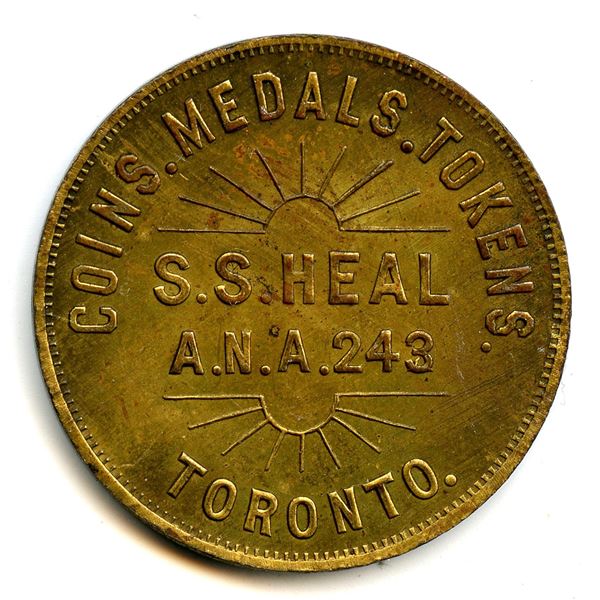 S.S. Heal, Toronto, Ontario, Numismatist Token.