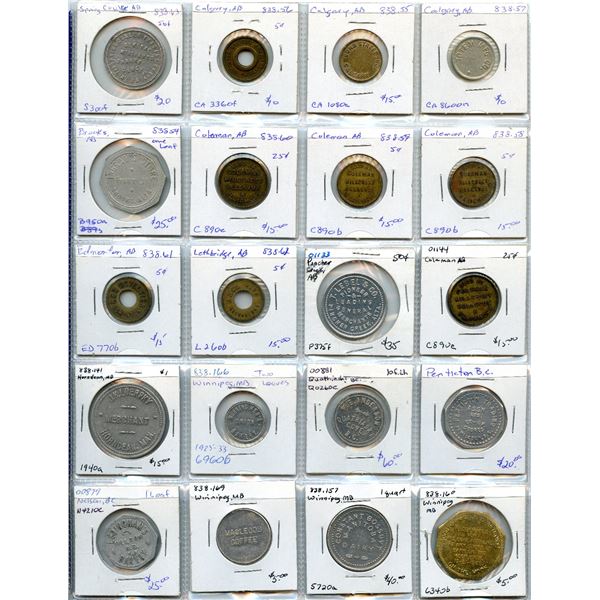 Lot of Forty Western Canada Tokens  - Lot of 40