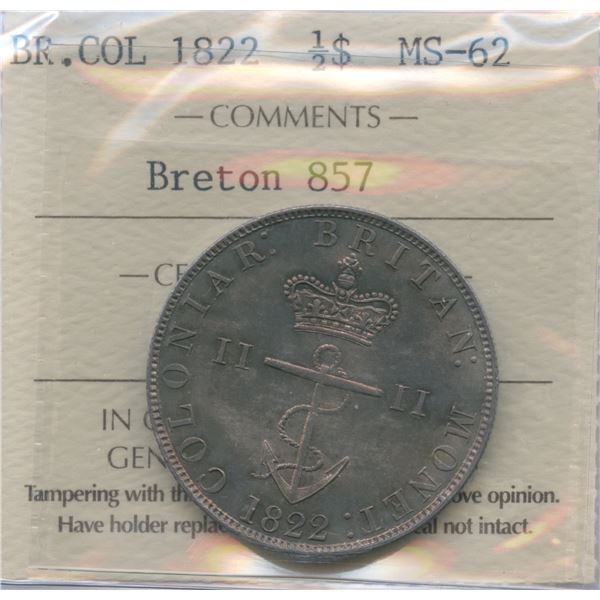 Br 857. 1822 Anchor Money Half Dollar.