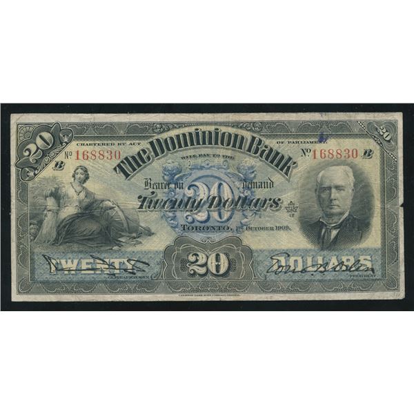 Dominion Bank $20, 1909