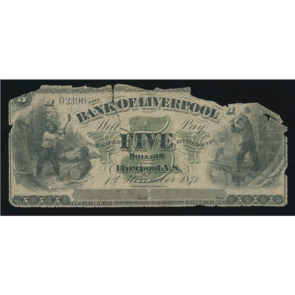 The Bank of Liverpool $5, 1871