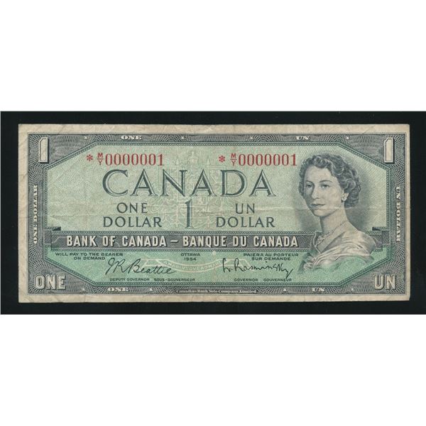 Bank Of Canada 1 1954 Serial 1 Replacement bank-of-canada-1-1954-serial-1-replacement