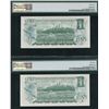 Image 2 : Bank of Canada $1, 1973 - Low Serial Number Pair