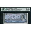 Image 1 : Bank of Canada $5, 1954 - Devil's Face Changeover Prefix