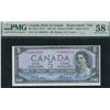 Image 1 : Bank of Canada $5, 1954 - Devil's Face Replacement