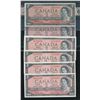 Image 1 : Bank of Canada $2, 1954 - Lot of 6 Transitional Prefix