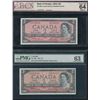 Image 2 : Bank of Canada $2, 1954 - Lot of 6 Transitional Prefix