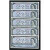 Image 1 : Bank of Canada $5, 1954 - Lot of 5 Different Prefixes