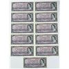 Image 1 : Bank of Canada $10, 1954 - Lot of 11 Consecutives