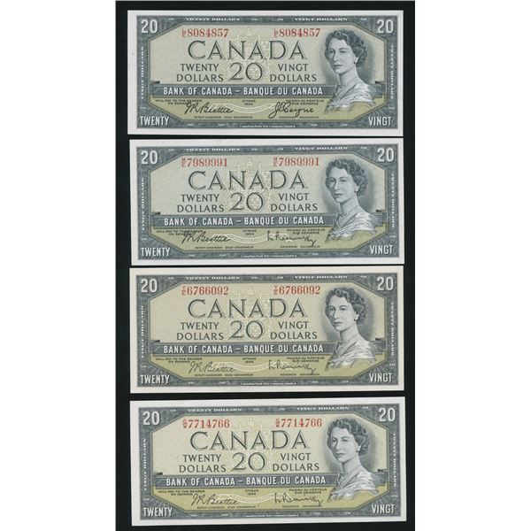 Bank of Canada $20, 1954 - Lot of 4
